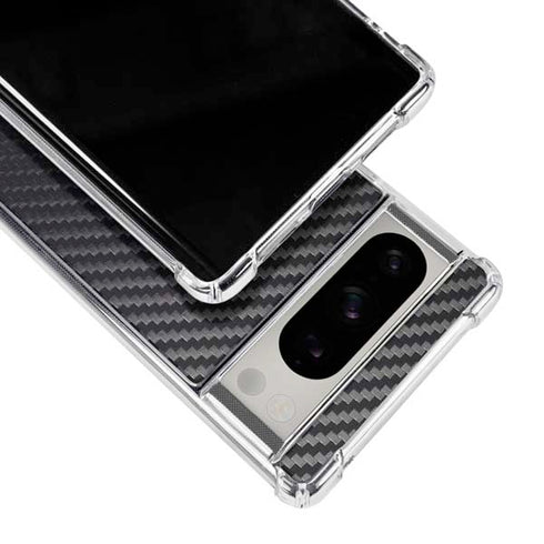 Black Carbon Fiber Specialty Texture Material Google Pixel 8 Pro Clear Case